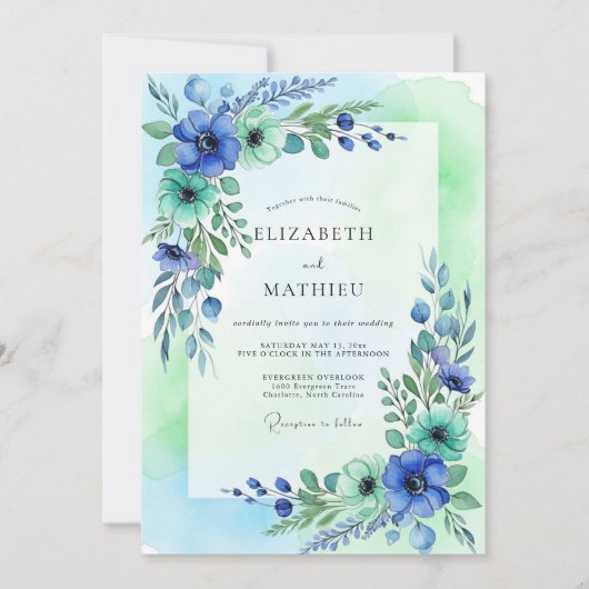 Invitation Teal Mint Ethereal Spring Wedding (Devant)