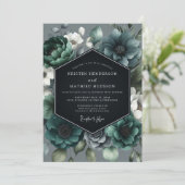 Invitation Teal Moody Bloom Wedding (Debout devant)