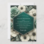 Invitation Teal Moody Floral Opulence Wedding (Devant)
