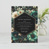 Invitation Teal Moody Floral Wedding (Debout devant)