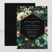 Invitation Teal Moody Floral Wedding (Devant / Derrière)