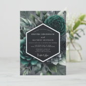 Invitation Teal Moody Succulent Wedding (Debout devant)