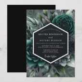 Invitation Teal Moody Succulent Wedding (Devant / Derrière)