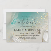 Invitation Teal Ocean Tide & Gold Ethereal Shoreline Wedding (Devant)