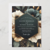 Invitation Teal Opulent Bloom Wedding (Devant)