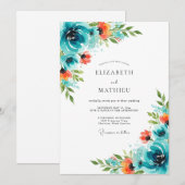 Invitation Teal Orange Energetic Summer Wedding (Devant / Derrière)