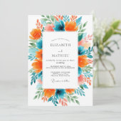 Invitation Teal Orange Vivacious Summer Wedding (Debout devant)