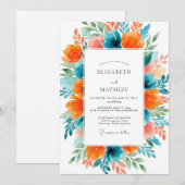 Invitation Teal Orange Vivacious Summer Wedding (Devant / Derrière)