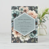 Invitation Teal & Peach Painterly Bloom Wedding (Debout devant)