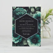 Invitation Teal Penumbral Bloom Wedding (Debout devant)