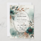 Invitation Teal Petals in Bronze Bloom Wedding (Devant)
