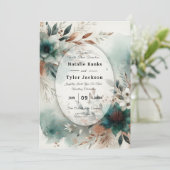 Invitation Teal Petals in Bronze Bloom Wedding (Debout devant)