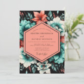 Invitation Teal Poetic Bloom Wedding (Debout devant)