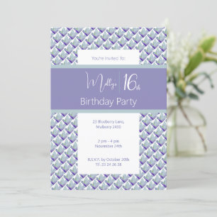 Invitation Teal Purple Magnolia Purple Sweet 16e Anniversaire