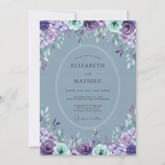 Invitation Teal Purple Radiant Spring Wedding (Devant)