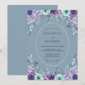 Invitation Teal Purple Radiant Spring Wedding (Devant / Derrière)