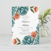 Invitation Teal Roses and Orange Floral Couples Shower (Debout devant)