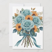 Invitation Teal Roses and Orange Floral Wedding Celebration  (Dos)