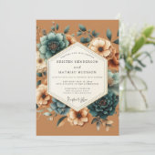 Invitation Teal Russet Autumnal Wedding (Debout devant)