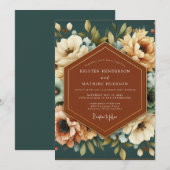 Invitation Teal Russet Painterly Wedding (Devant / Derrière)