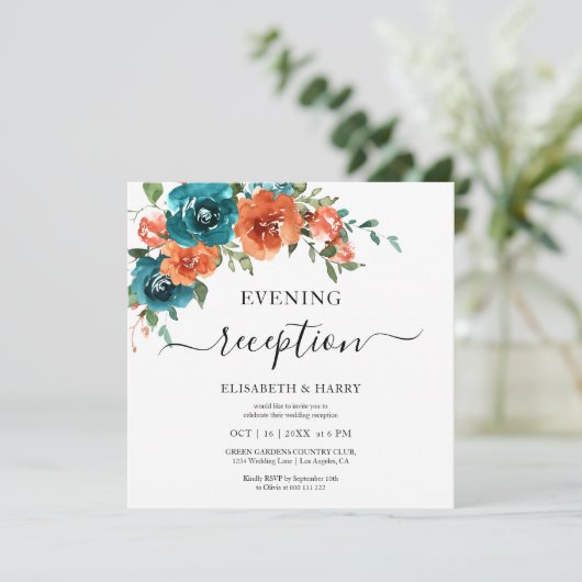 Invitation Teal Rust Orange Budget Rust Budget Wedding (Debout devant)