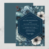 Invitation Teal Shadowy Moody Wedding (Devant / Derrière)