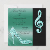 Invitation Teal Stiletto & Treble Clé 55e Anniversaire (Dos)