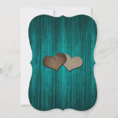 Invitation Teal Sunflower String Lights Wood Wedding (Dos)