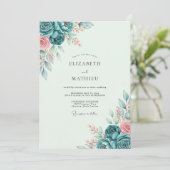 Invitation Teal Tranquil Spring Wedding (Debout devant)