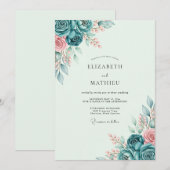 Invitation Teal Tranquil Spring Wedding (Devant / Derrière)