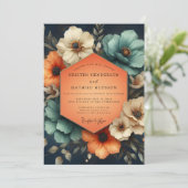 Invitation Teal Umber Floral Wedding (Debout devant)