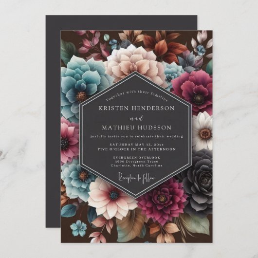 Invitation Teal Vivid Tapestry Wedding (Devant / Derrière)