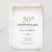 Invitation Teal White Gold 50th Wedding Anniversary (Devant)