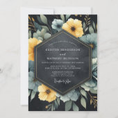 Invitation Teal Yellow Botanical Romance Wedding (Devant)