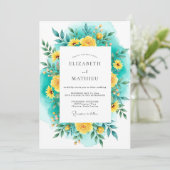 Invitation Teal Yellow Luminous Summer Wedding (Debout devant)