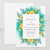 Invitation Teal Yellow Luminous Summer Wedding (Devant / Derrière)