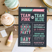 Invitation Team Pink ou Team Blue Chalkboard