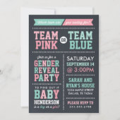 Invitation Team Pink ou Team Blue Chalkboard (Devant)