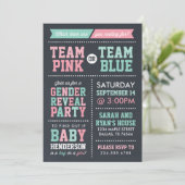 Invitation Team Pink ou Team Blue Chalkboard (Debout devant)