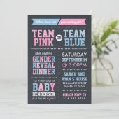 Invitation Team Pink ou Team Blue Chalkboard (Debout devant)