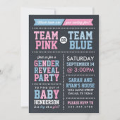 Invitation Team Pink ou Team Blue Chalkboard (Devant)
