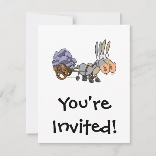 Invitation teamwork ânes mules caricature (Devant)