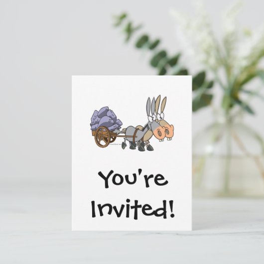 Invitation teamwork ânes mules caricature (Debout devant)