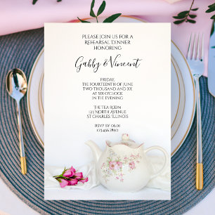 Invitation Teapot avec Roses Roses Roses Rose Thé Soir de rép