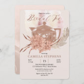 Invitation Teapot Boho | Hydrangeas | Thé nuptial en herbe Pa (Devant / Derrière)