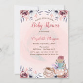 Invitation Teapot Cute Floral Tea Party Baby shower (Devant)