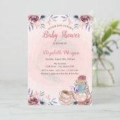 Invitation Teapot Cute Floral Tea Party Baby shower (Debout devant)