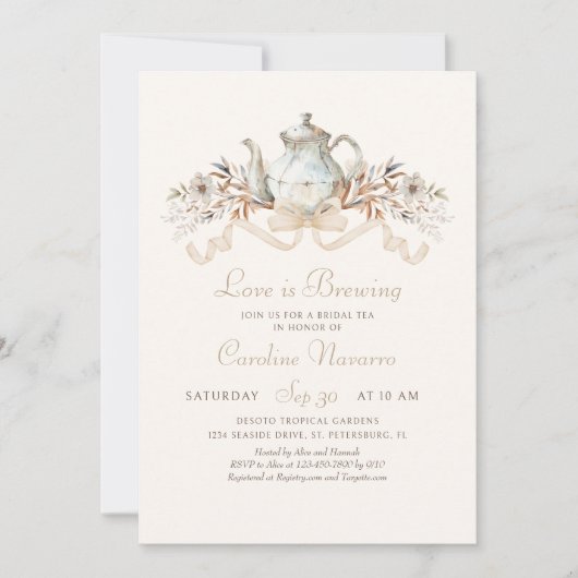 Invitation Teapot d'automne Tea Party Douche (Devant)