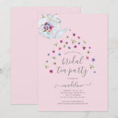Invitation Teapot Floral Fête des mariées Tea Party Invitatio (Devant / Derrière)