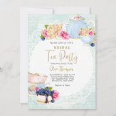 Invitation Teapot floral romantique Teapot de mariée Teapot P (Devant)